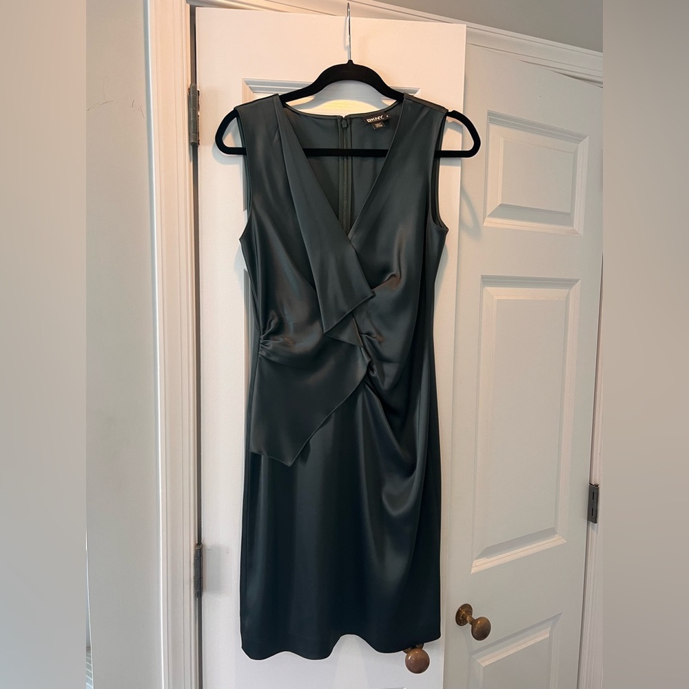 DKNY Asymmetrical Hunter Green Dress